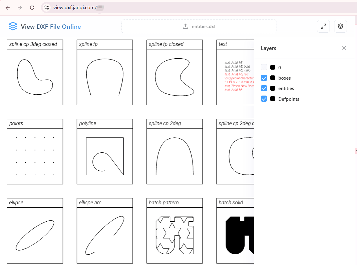 基础图元实体 entities cad dxf example