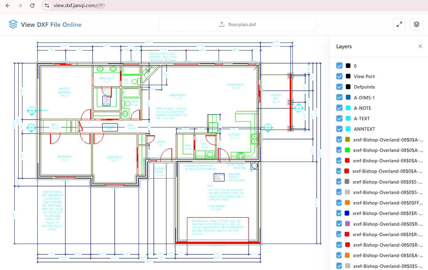 建筑户型平面图 floorplan cad dxf example